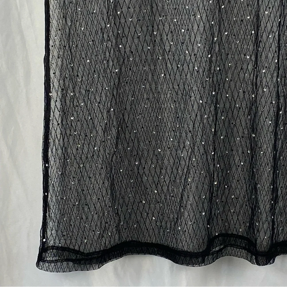 Fashion Nova Black Sheer Short Sleeve Dress with Silver Accents Size Medium - Picture 14 of 16